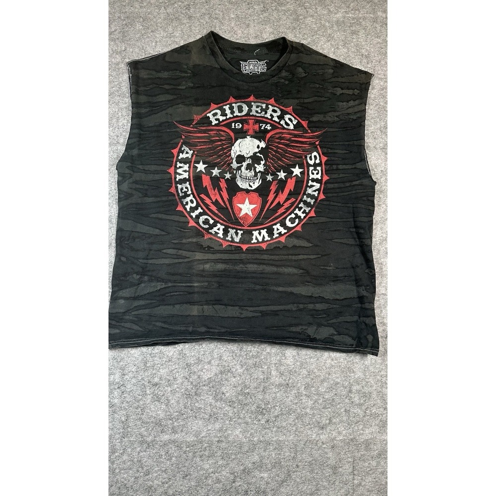 MMA Elite Mens Riders 1974 American Machines Skull Black Shirt Sz XL Read